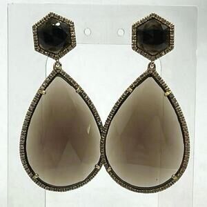 MiJa Signed Vermeil Sterling 925 Brown Faceted Teardrop Dangle Earrings